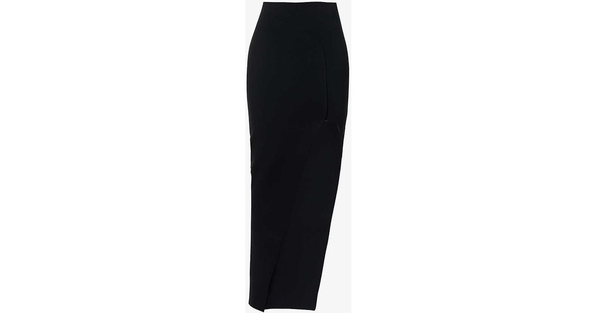 Rick Owens Theresa Asymmetrical-slit Stretch-woven Maxi Skirt in Black ...