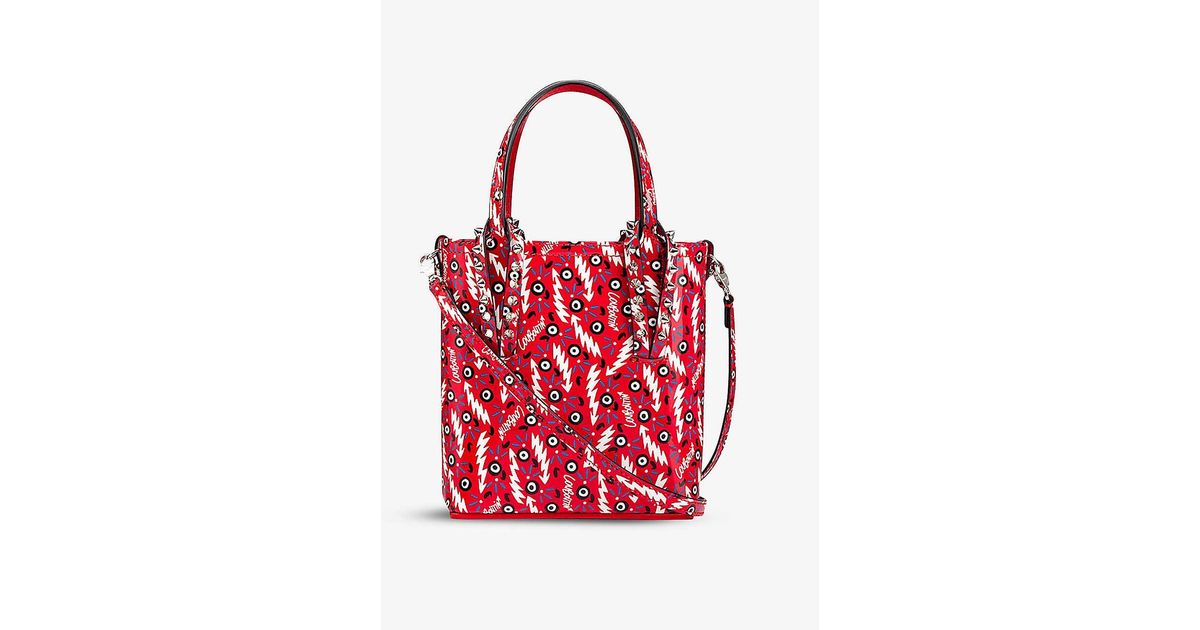 Christian Louboutin Cabata Mini Patent-leather Tote Bag in Red - Lyst