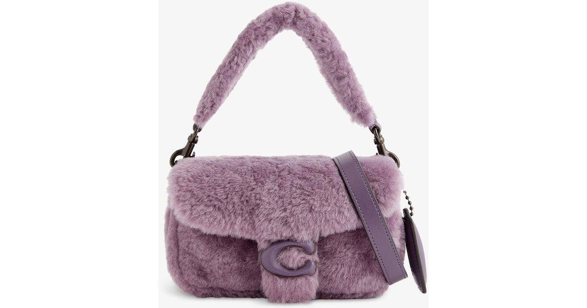 COACH Tabby Shearling And Leather Cross-body Bag in Dusty Purple ...