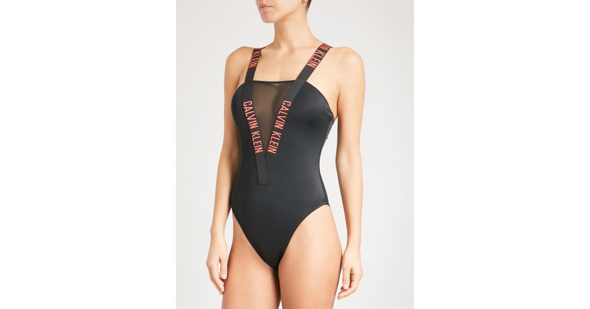 CALVIN KLEIN 205W39NYC Synthetic Intense Power Mesh Swimsuit in Black | Lyst