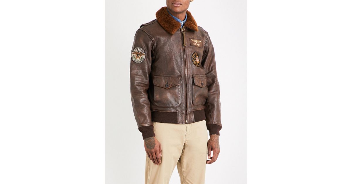 Polo Ralph Lauren G1 Leather Bomber Jacket in Brown for Men | Lyst