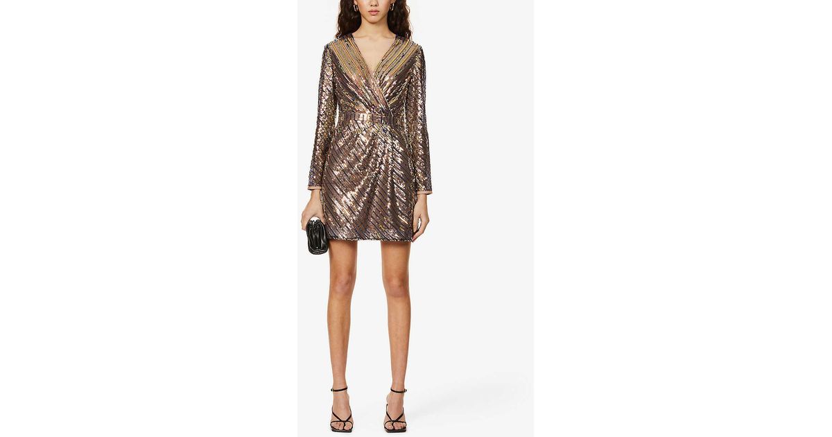 Ted Baker Synthetic Pippi Sequinned Mini Dress in lt-Pink (Brown) - Lyst