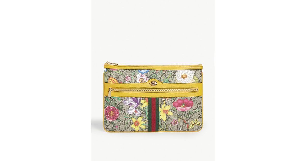 Gucci Ophidia Flora Clutch Bag in Yellow Lyst