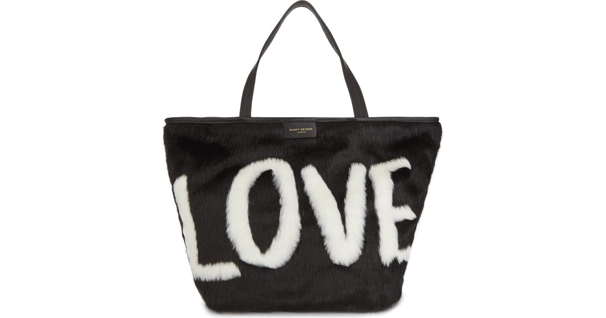 black fur tote bag