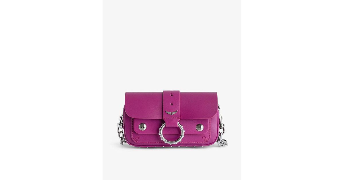 Zadig & Voltaire X Kate Moss Studded Leather Crossbody Bag in Purple