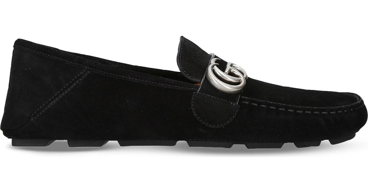 Gucci Noel Suede Driving Shoes in Black 