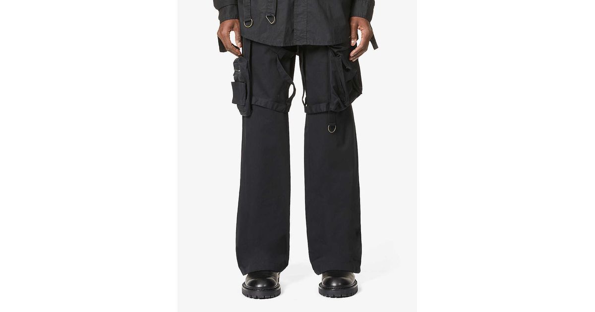 Raf Simons Archive Redux Buckled Strap-embroidered Cotton Trousers 