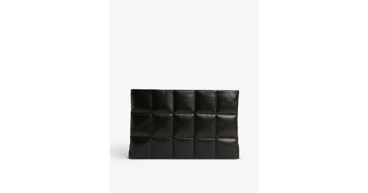AllSaints Bettina Quilted-leather Clutch Bag in Black | Lyst