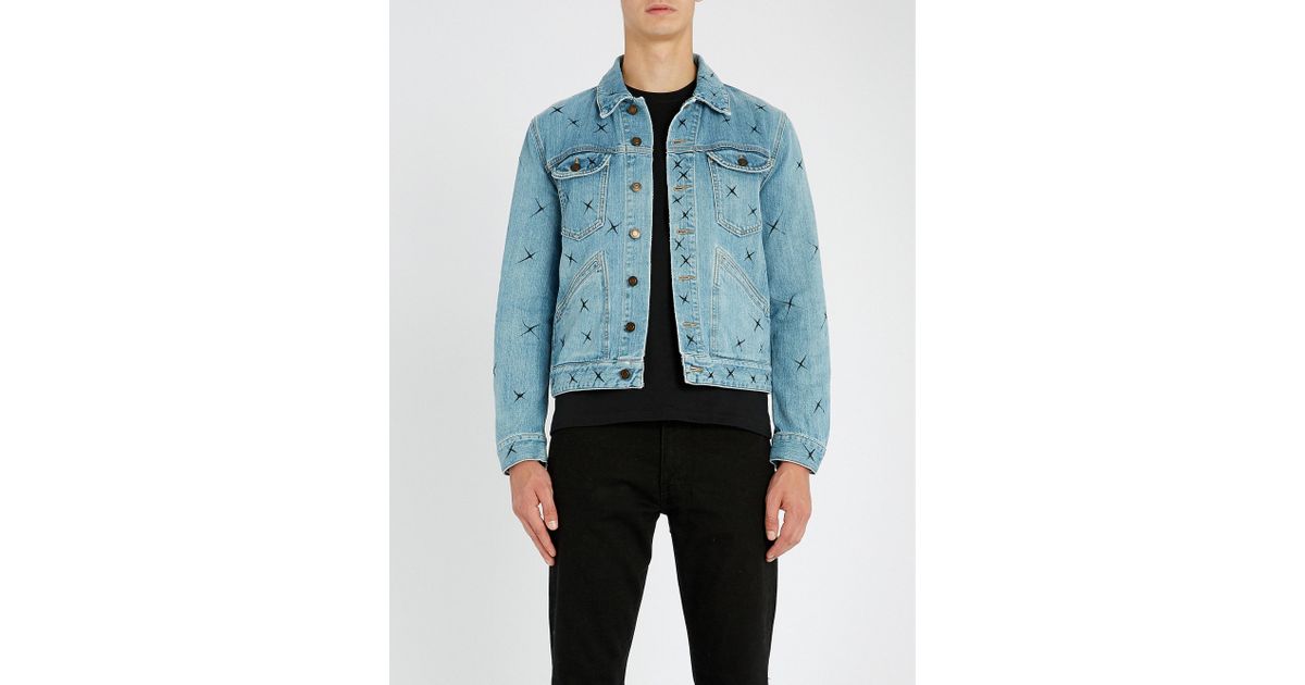 star print denim jacket