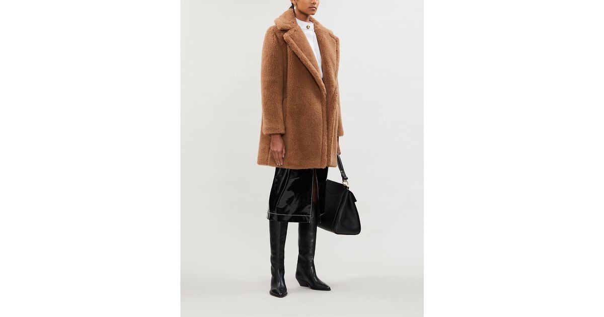 Max Mara Ofelia Wool And Silk-blend Teddy Coat in Camel (Brown) | Lyst