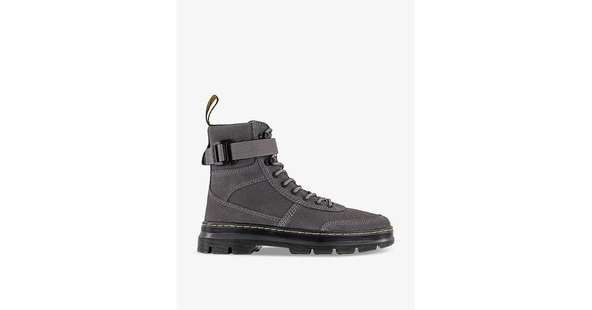 Dr. Martens Combs Tech Panelled Suede Utility Boots in Black for