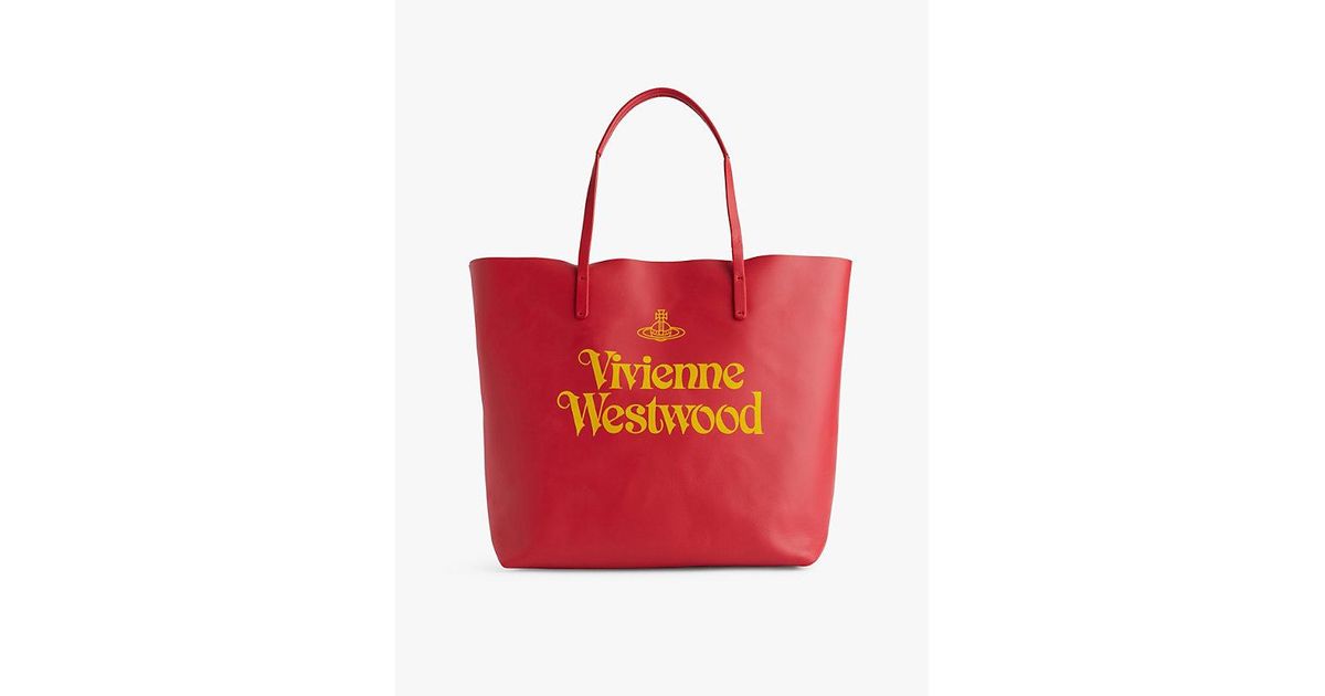 Vivienne Westwood Studio Shopper Leather Tote Bag in Red for Men