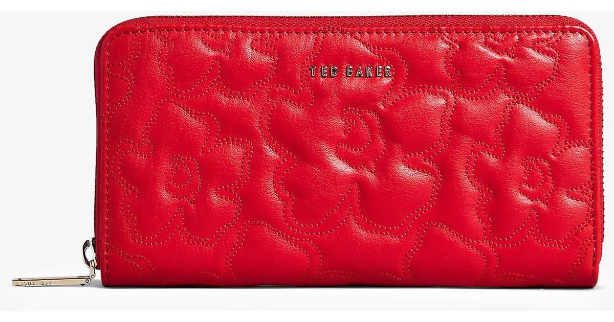 Ted Baker Ayasina Magnoliaquilted Leather Ziparound Purse in Red