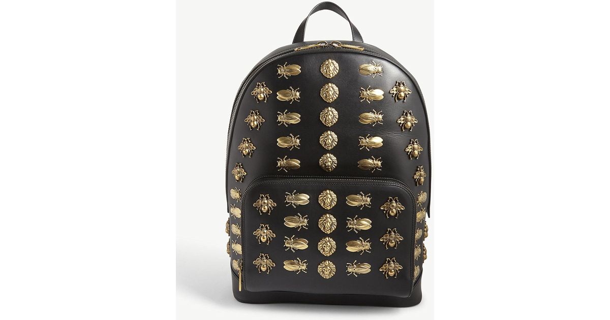 Gucci Brass Insects Leather Backpack in Black | Lyst