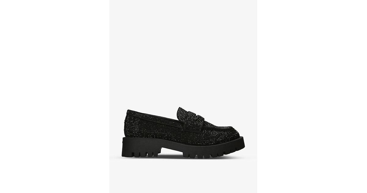 Carvela Kurt Geiger Stomper Crystal-embellished Woven Loafers in Black ...