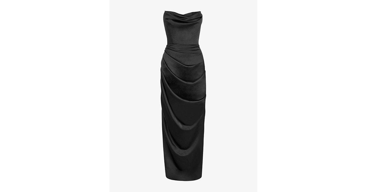 Cb Adrienne Dress Black Corset Maxi Dress House OF CB Women's Adrienne Satin Strapless Gown Black Cb Adrienne Dress Black Corset Maxi Dress House OF CB Women's Adrienne Satin Strapless Gown Black