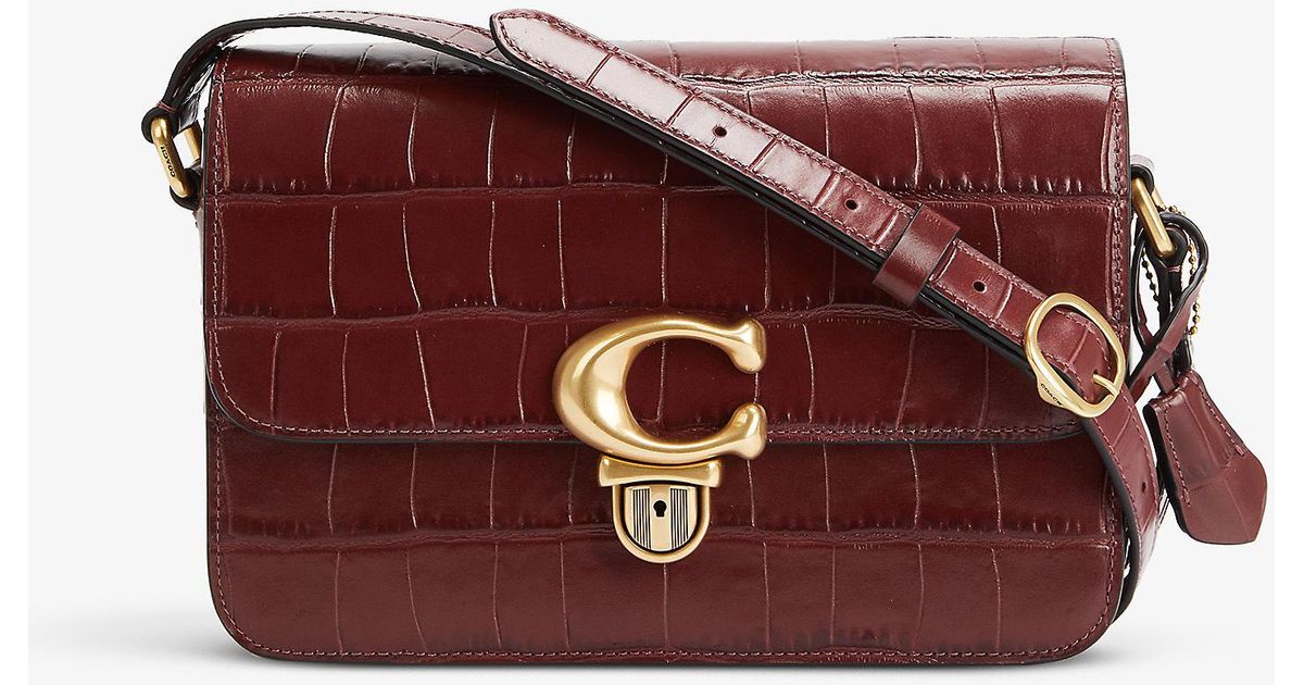 COACH Studio Crocembossed Leather Crossbody Bag Lyst