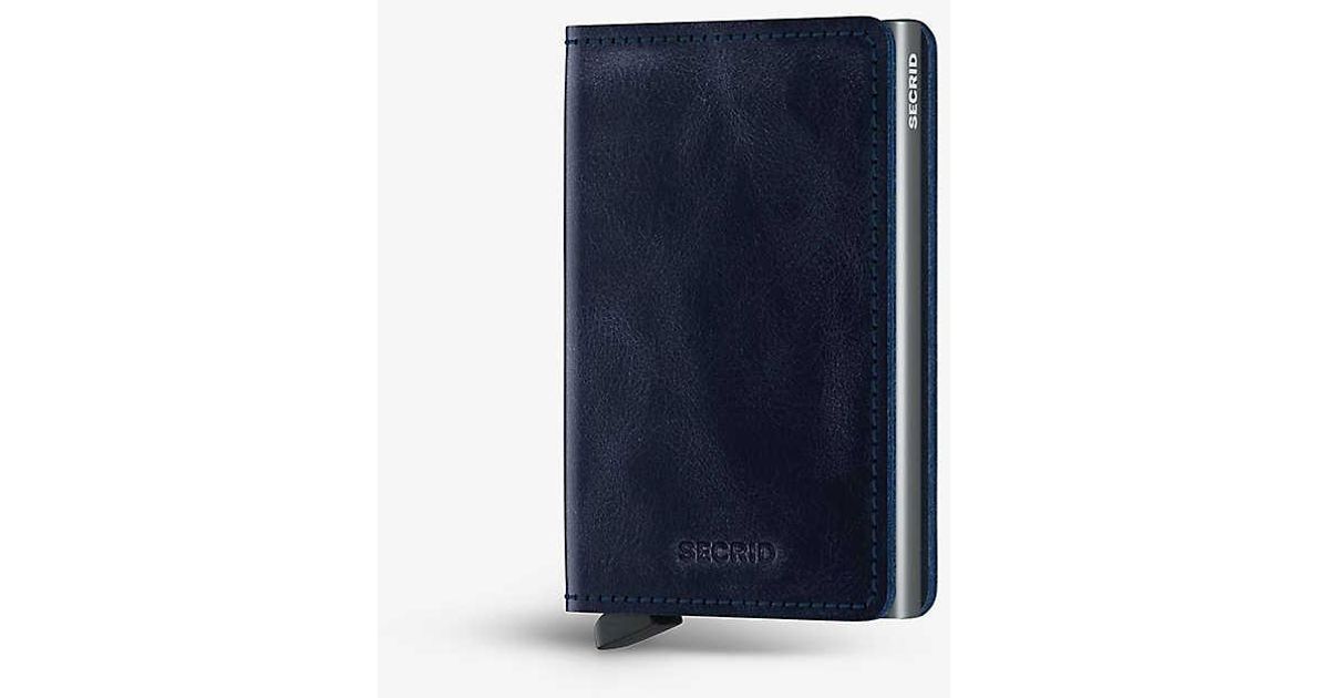 Secrid Slimwallet Vintage Leather And Aluminium Card Holder in Blue