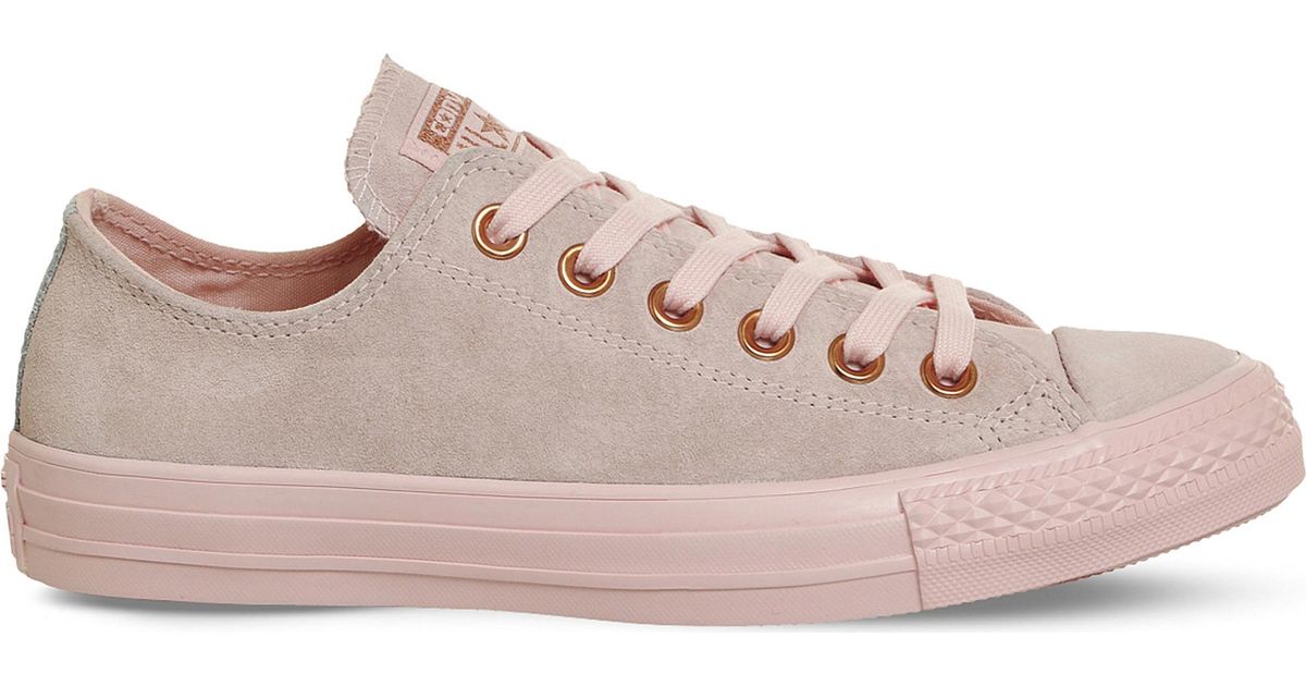 converse all star low leather trainers vapour pink mouse