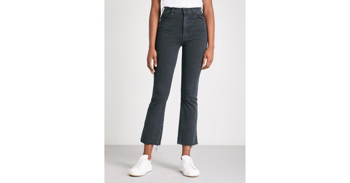 Mother Denim The Hustler Ankle Fray High-rise Flared Jeans in Faded