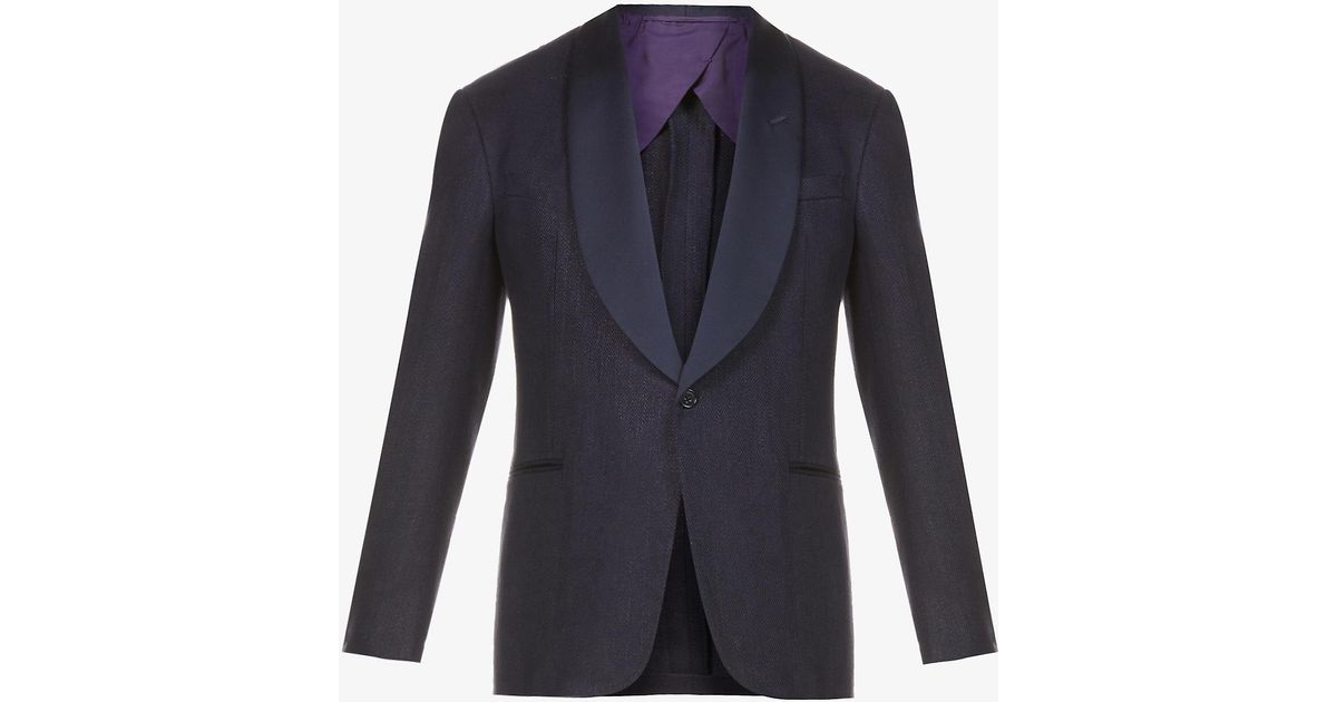 Ralph Lauren Purple Label Kent Regularfit Linen Blazer in Navy (Blue