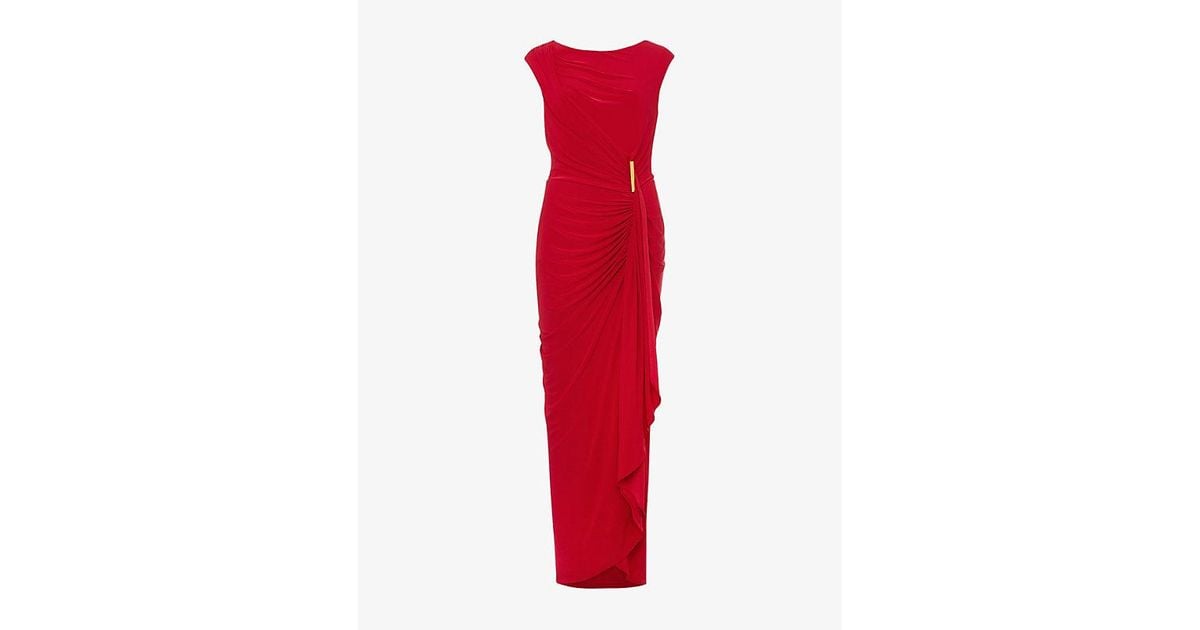 Phase Eight Donna Draped Stretch-Woven Maxi Dress in Red | Lyst