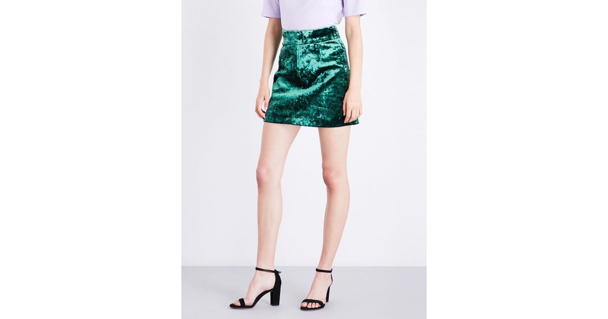 sandro green leather skirt