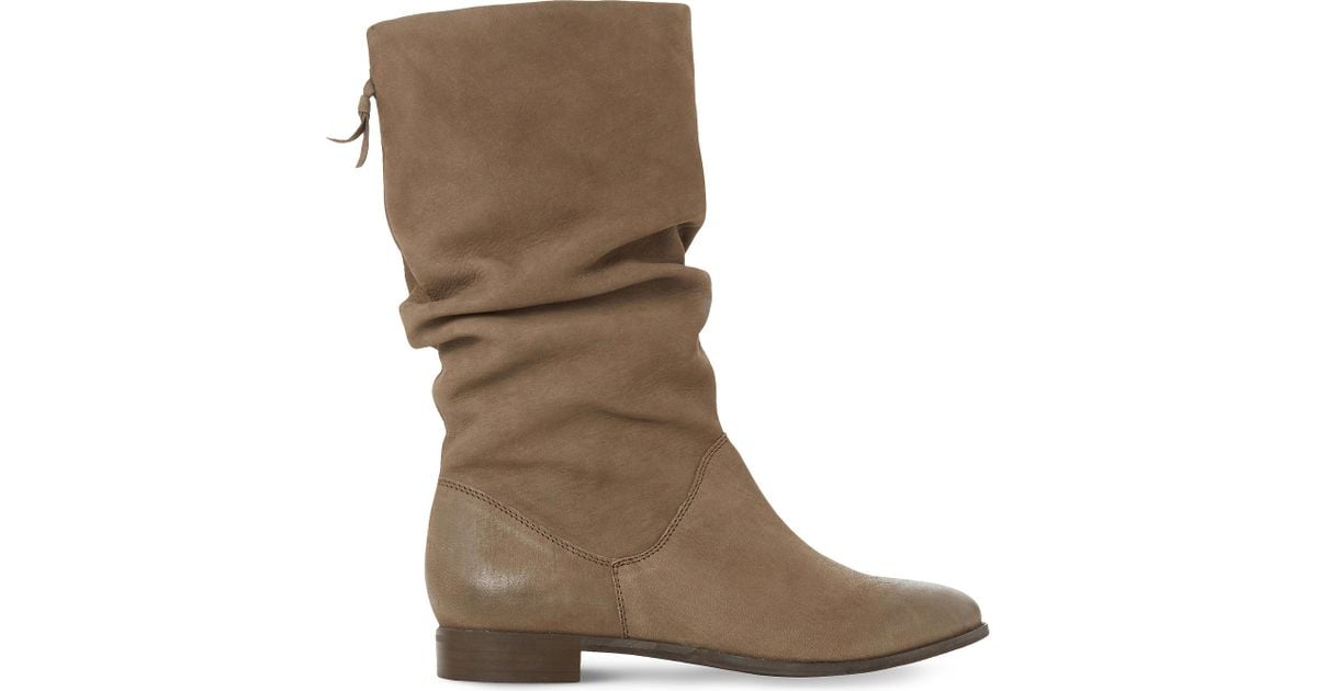 Dune Rosalind Ruched Leather Calf Boots 