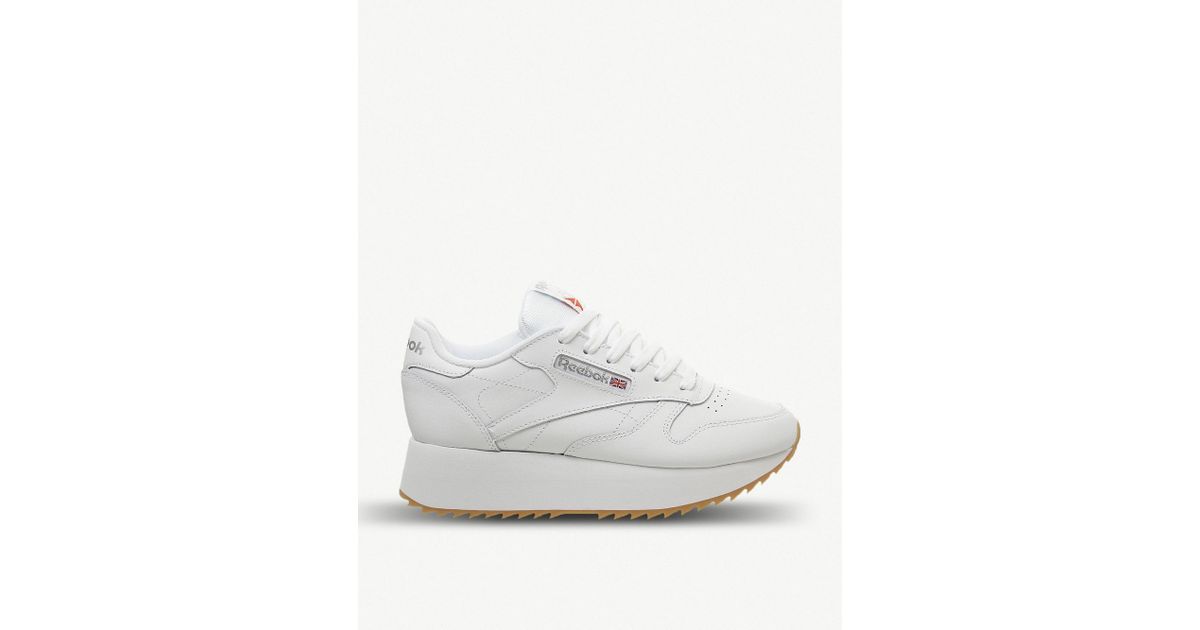 Reebok Classic Leather Double Platform Leather Trainers in White | Lyst UK
