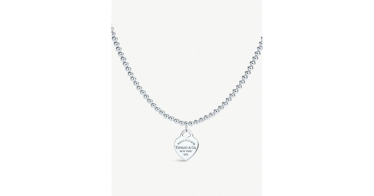 Tiffany silver beaded necklace cheap
