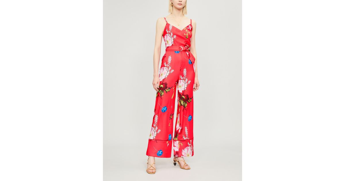 ted baker red floral jumpsuit