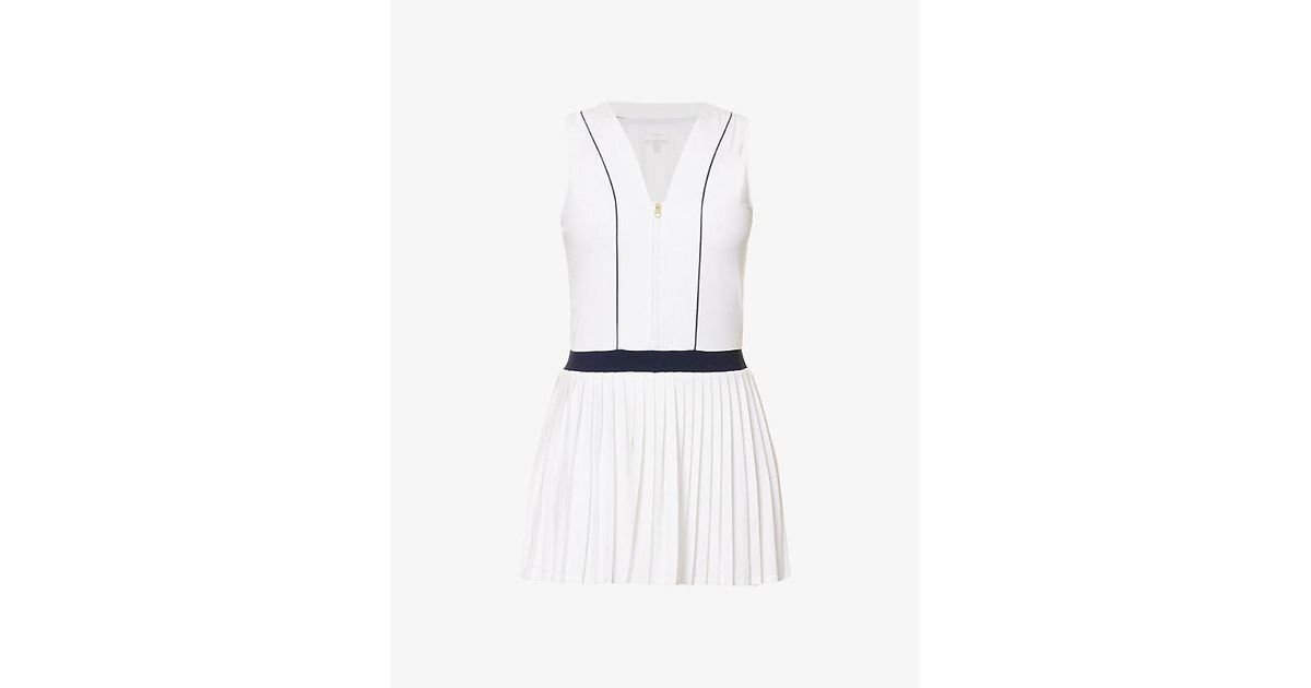 Varley Downing Pleated Stretch-woven Mini Court Dress in White | Lyst