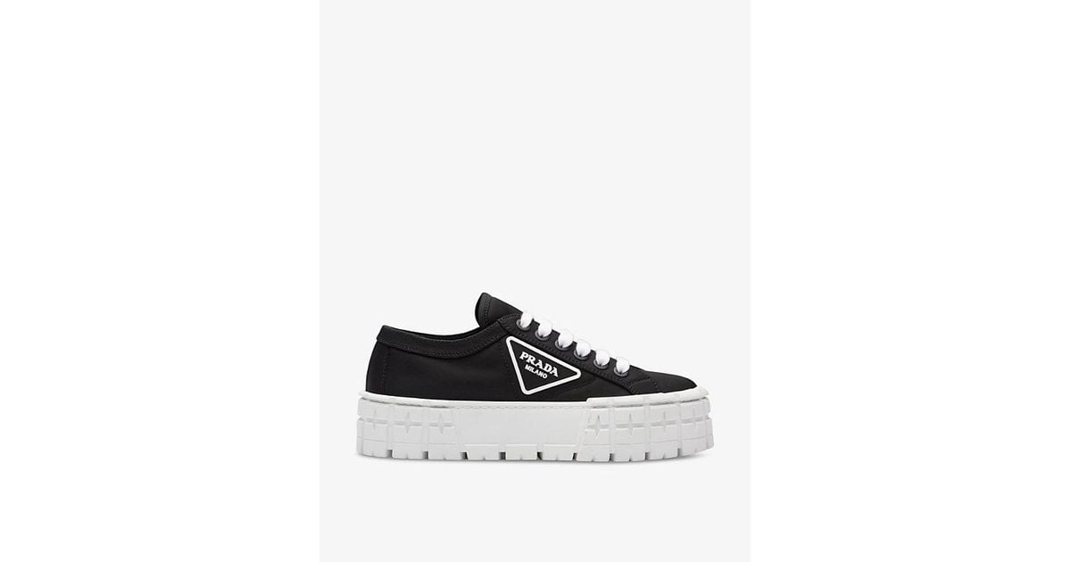 Prada Double Wheel Recycled nylon Low top Trainers in Black Lyst