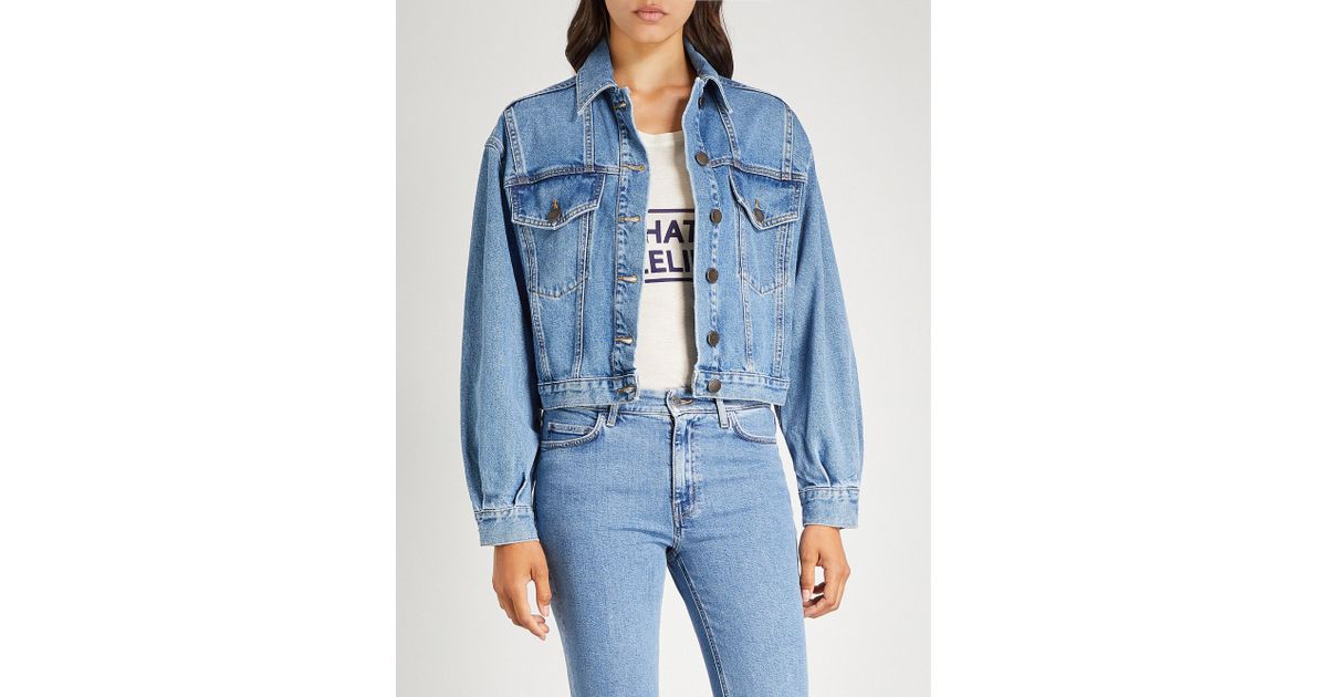 maje cropped denim jacket