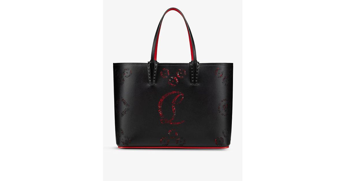 Christian Louboutin Cabata Perforated Leather Tote Bag in Black | Lyst