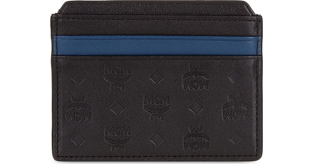 MCM Sigmund Embossed Logo Leather Card Holder in Black for Men Lyst