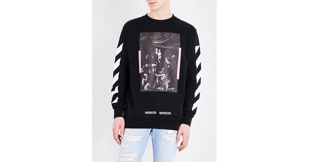 Mand ramme fortryde Off-White c/o Virgil Abloh Mirror Mirror Cotton-jersey Sweatshirt in Black  for Men | Lyst