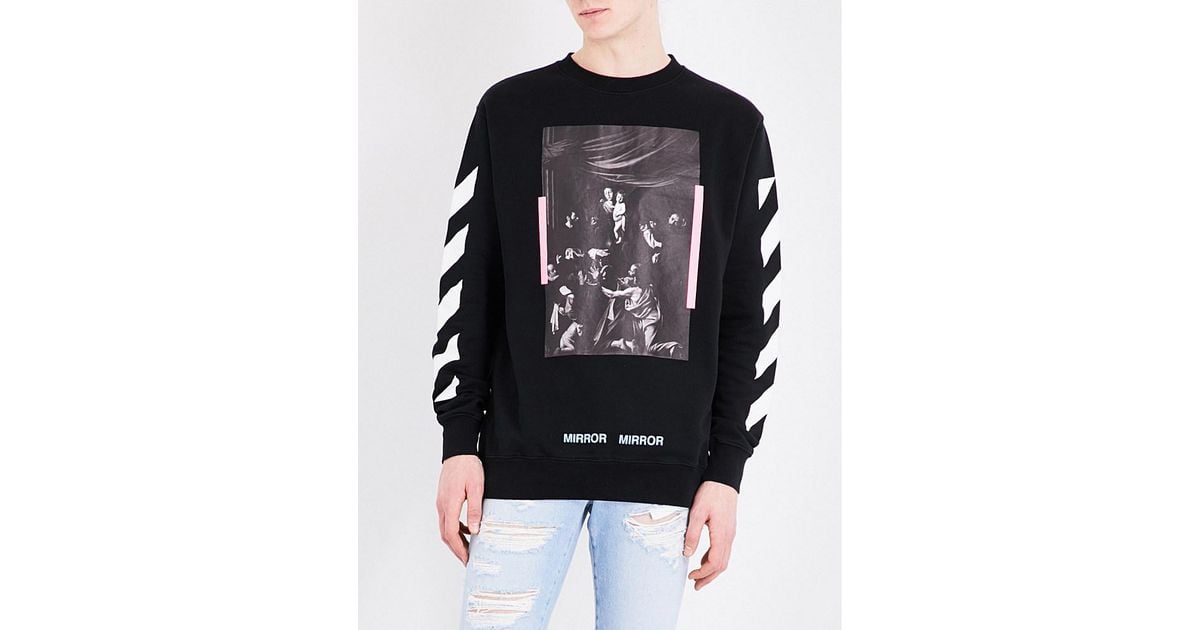 Off-White c/o Virgil Abloh Mirror Mirror Cotton-jersey Sweatshirt in Black  for Men | Lyst