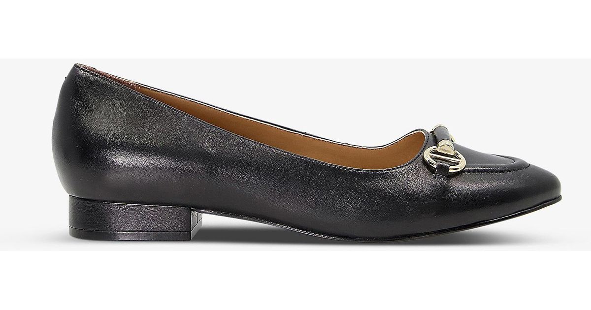 Dune Hippy Snaffletrim Leather Ballet Pumps in BlackLeather (Black