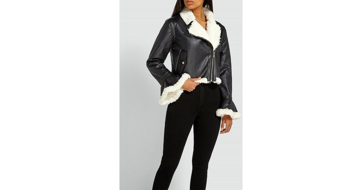Missguided Bell Sleeve Faux Leather Jacket In Black Lyst