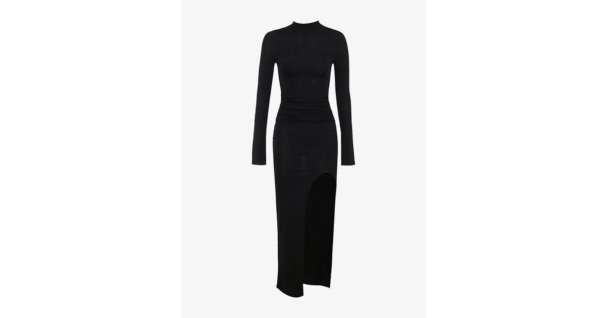 House Of Cb Anais Long-Sleeved Knitted Maxi Dress in Black | Lyst