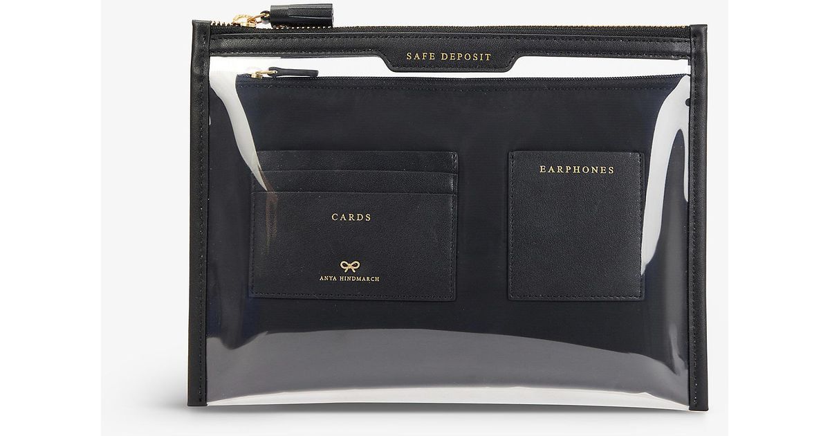 Anya Hindmarch Synthetic Labelled Logo embossed Recycled nylon Safe Deposit Case In Black Lyst 