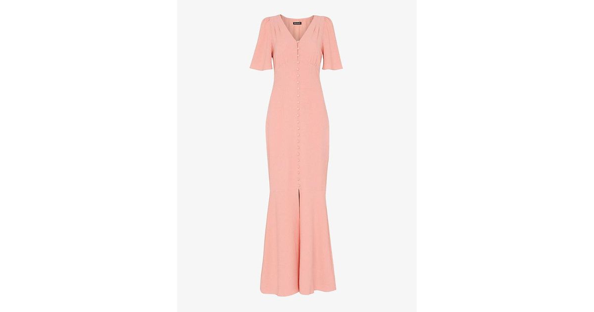 Whistles Molly Buttonthrough Vneck Stretchcrepe Maxi Dress in Pink