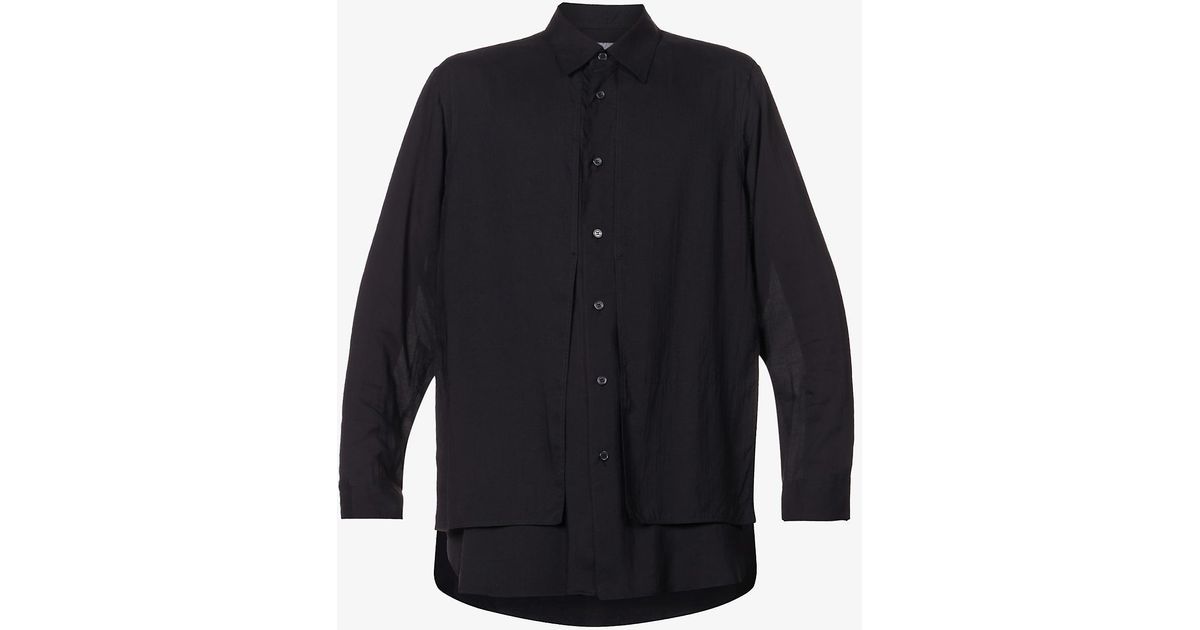 Yohji Yamamoto Gathered-back Relaxed-fit Woven Shirt in Blue for Men | Lyst