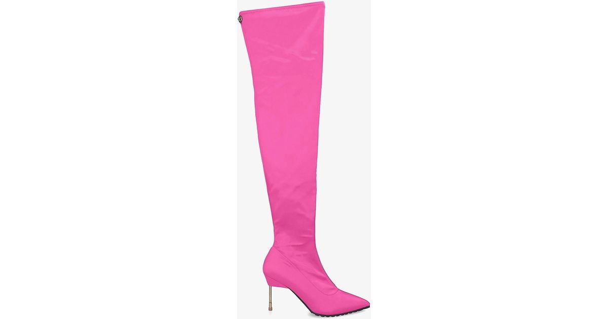 Kurt Geiger Barbican Pointed-toe Woven Over-the-knee Boots in Pink ...