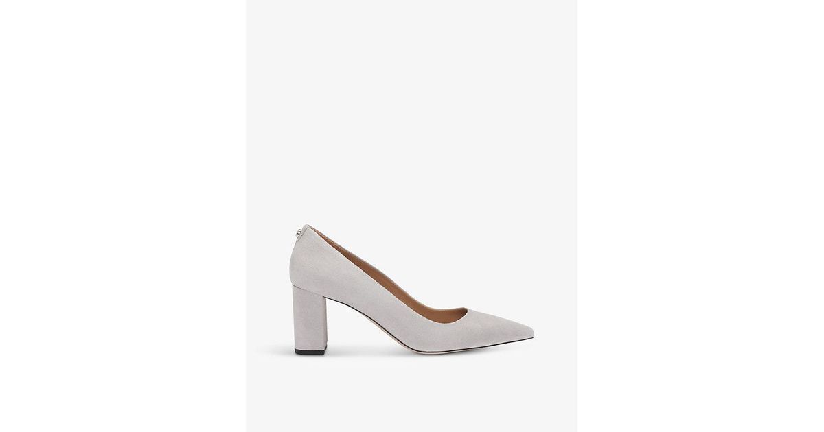 BOSS Pointed-Toe Logo-Rivet Suede Pumps in White | Lyst