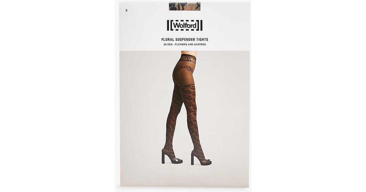 Wolford Floralpattern 20denier Stretchwoven Suspender Tights in