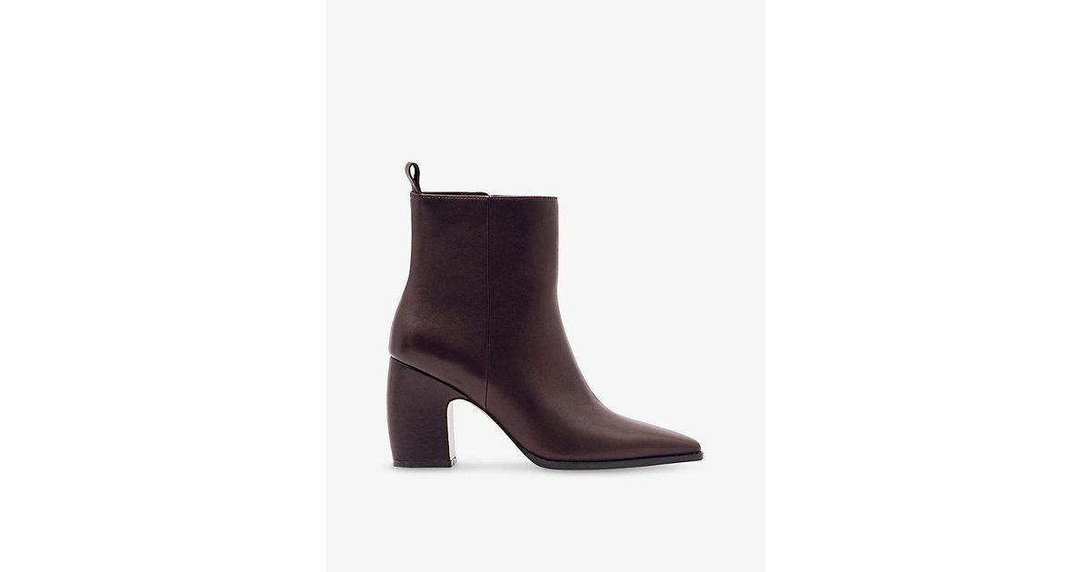 Reiss Amy Leather Ankle Boots in Brown | Lyst