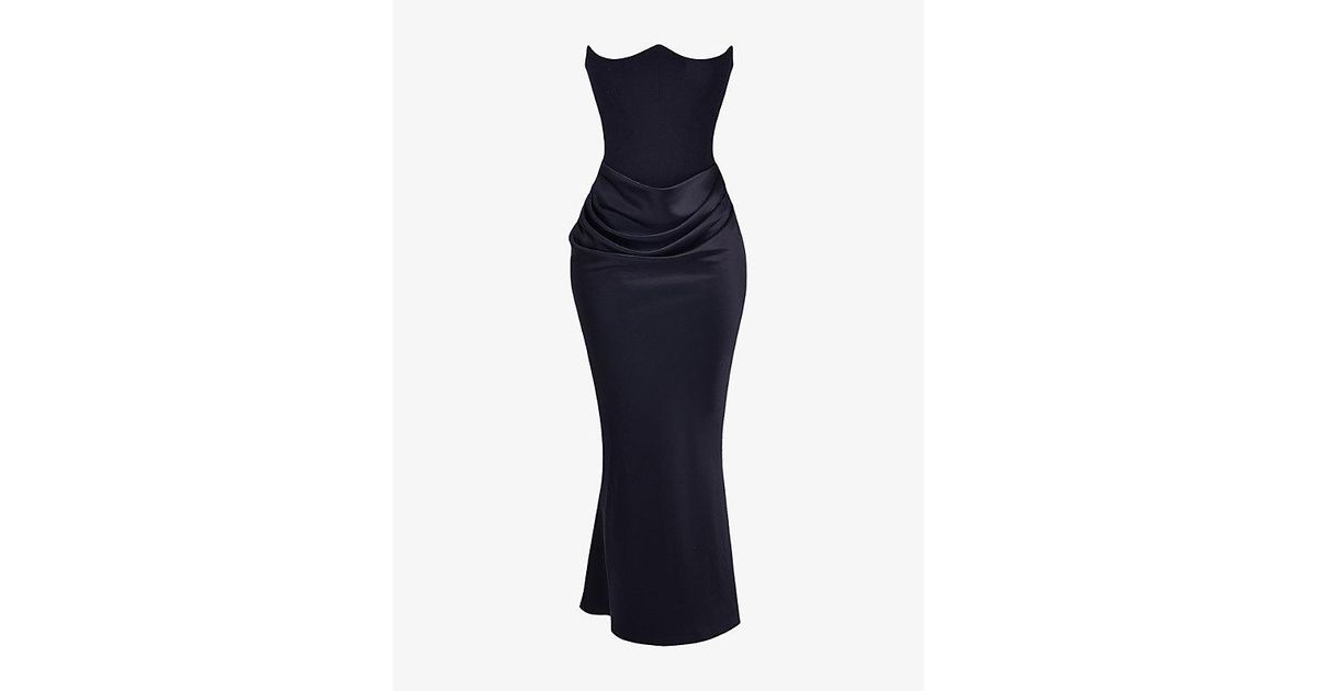 House Of Cb Persephone Strapless Satin Maxi Dress in Black | Lyst House Of Cb Persephone Strapless Satin Maxi Dress in Black | Lyst