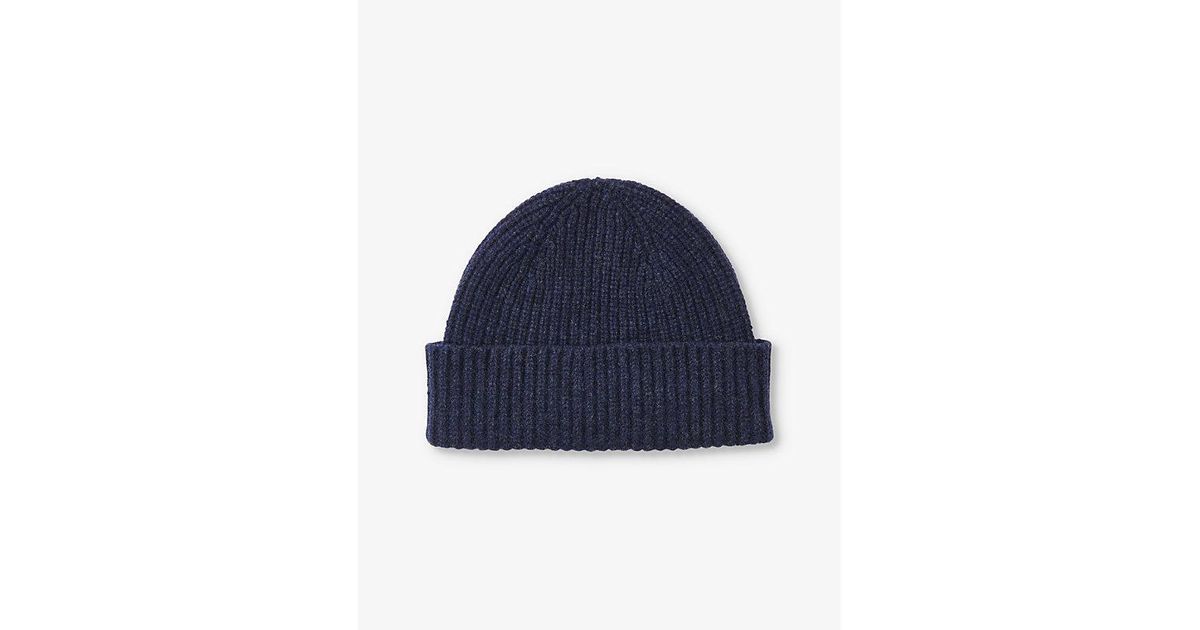 Whistles Knitted Wool Beanie Hat in Blue Lyst UK